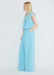 Брюки из поливискозы со складками, Голубой OSTIN