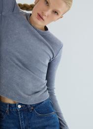 Лонгслив в рубчик, Синий OSTIN