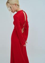 Сатиновое платье с завязками на спине, Красный OSTIN