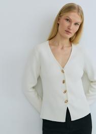 Кардиган на пуговицах с V-вырезом, Белый OSTIN