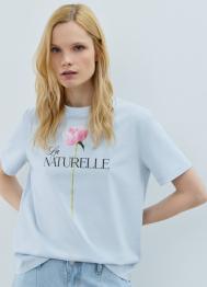 Футболка с цветочным принтом, Голубой OSTIN