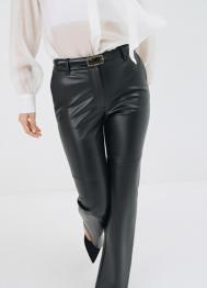 Расклёшенные брюки из искусственной кожи, Черный OSTIN