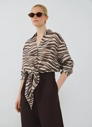 Блузка из вискозы с узлом-завязкой, Бежевый OSTIN