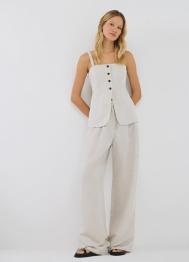 Топ из льняной ткани, Бежевый OSTIN