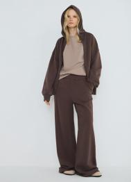 Широкие брюки с эластичным поясом, Коричневый OSTIN