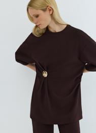 Футболка с брошью, Коричневый OSTIN