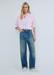 Хлопковая кроп-рубашка с карманами, Розовый OSTIN