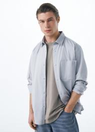 Рубашка с накладным карманом, Серый OSTIN