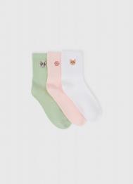 Носки с вышивкой для девочек, 3 пары, Мультицвет OSTIN