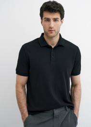 Поло из плотного хлопка, Черный OSTIN