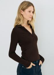 Джемпер поло из пряжи с модалом, Коричневый OSTIN