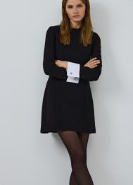 Платье мини с контрастными манжетами, Черный OSTIN