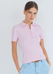 Поло в рубчик с коротким рукавом, Розовый OSTIN