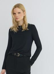 Лонгслив с содержанием модала и шёлка, Черный OSTIN