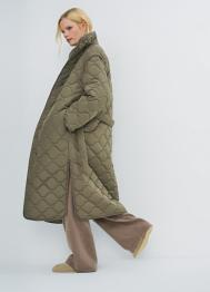 Длинное стёганое пальто с поясом, Желтый OSTIN