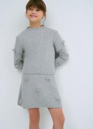 Вязаная юбка с бантами для девочек, Серый OSTIN