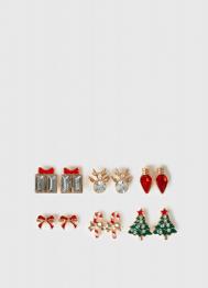 Новогодние серьги для девочек, 6 пар, Мультицвет OSTIN