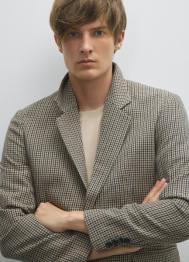 Однобортный пиджак из смесовой шерсти, Коричневый OSTIN