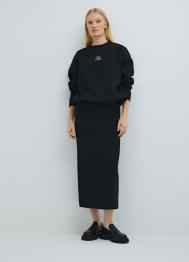 Юбка миди прямого кроя, Черный OSTIN