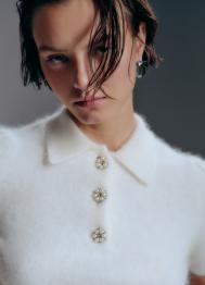 Джемпер поло из пряжи с ангорой, Белый OSTIN