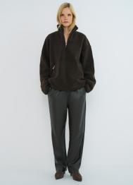 Толстовка из шерпы с воротником на молнии, Коричневый OSTIN