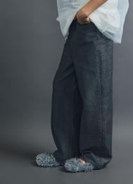 Джинсы Straight с люрексом для девочек, Серый OSTIN