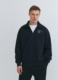 Толстовка с воротником-стойкой на молнии, Черный OSTIN