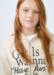 Толстовка с принтом для девочек, Бежевый OSTIN