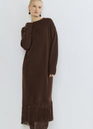 Вязаное платье с бахромой, Коричневый OSTIN