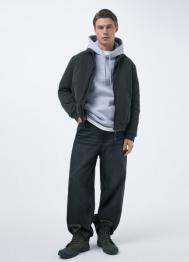 Утеплённый бомбер с воротником-стойкой, Зеленый OSTIN