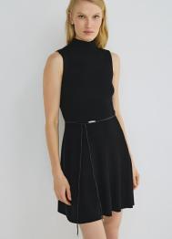 Вязаное платье с воротником-стойкой, Черный OSTIN