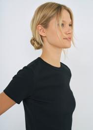 Футболка в рубчик, Черный OSTIN