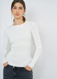 Джемпер в рубчик, Белый OSTIN