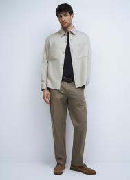 Брюки-чиносы из твила, Бежевый OSTIN