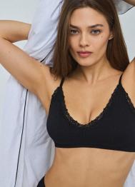 Топ-бра в рубчик, Черный OSTIN