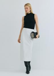 Прямая юбка миди из искусственной кожи, Белый OSTIN