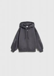 Толстовка на молнии со стразами для девочек, Серый OSTIN