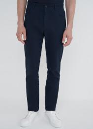 Брюки «5 карманов» Slim из твила, Синий OSTIN