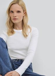 Лонгслив в рубчик, Белый OSTIN