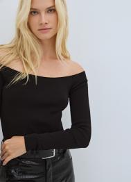 Лонгслив с открытыми плечами, Черный OSTIN