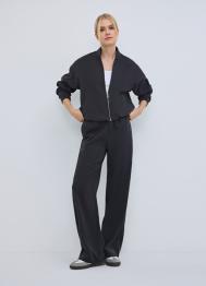 Прямые брюки с эластичным поясом, Серый OSTIN