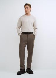 Прямые брюки с эластичным поясом, Коричневый OSTIN