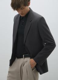 Однобортный пиджак из смесовой шерсти, Серый OSTIN