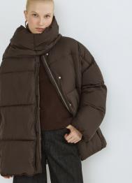 Утеплённая стёганая куртка с шарфом, Коричневый OSTIN