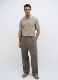 Поло с растительным принтом, Бежевый OSTIN