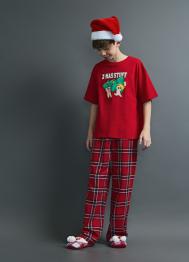 Брюки пижамные в клетку для мальчиков, Красный OSTIN