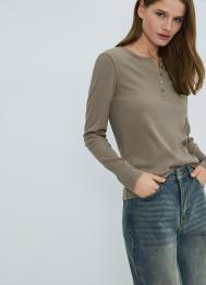 Лонгслив с пуговицами, Бежевый OSTIN