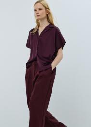 Сатиновая блузка с коротким рукавом, Фиолетовый OSTIN
