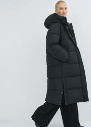 Длинный стёганый пуховик с капюшоном, Черный OSTIN