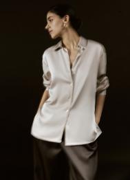 Сатиновая блузка, Бежевый OSTIN